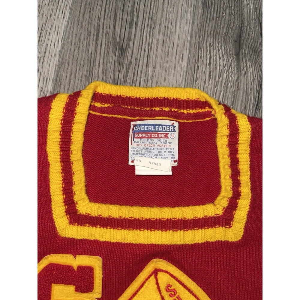 Vintage 70's Lot Cheerleading Uniform Sweater Pleated Skirt Blue Yellow Varsity‎ - Picture 6 of 16
